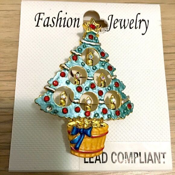 Gold plated Christmas Tree with rhinestone… - Picture 2 of 2